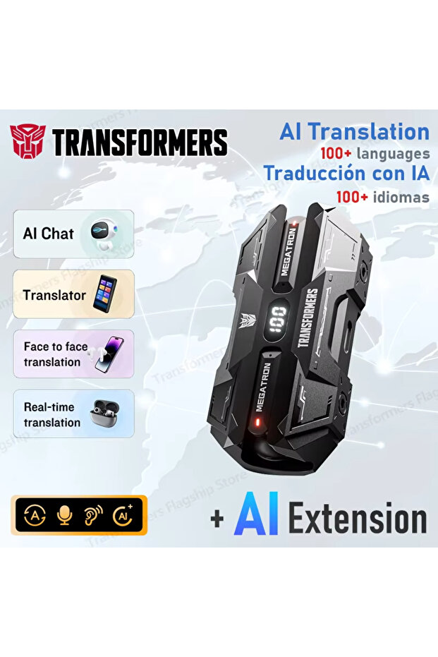 TRANSFORMERS TF-T51 AI Black New Transformers TF-T51 AI TWS Bluetooth V5.4 Earphones Real-time Trans