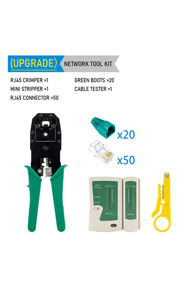 أداة اختبار كابلات الشبكة UPGRADE، مفك براغي LAN UTP، أداة تعرية الأسلاك، موصل RJ45 RJ11، شبكة الكمبيوتر