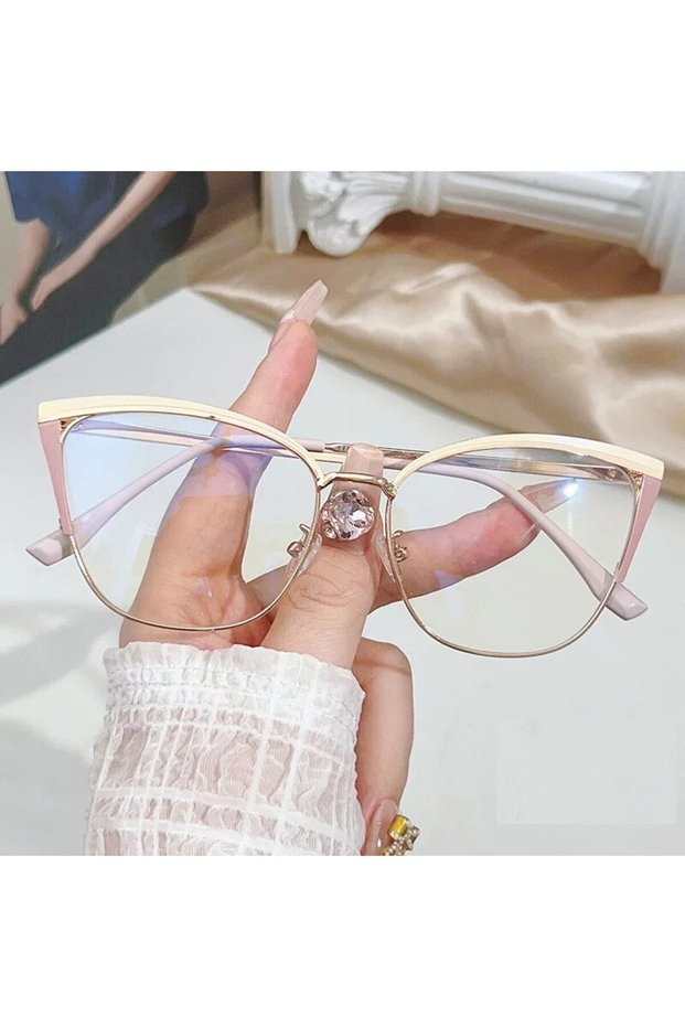 pink Fashion Cat-eye Frames Women's Fashion Multi-color Splicing Metal Frames European And American