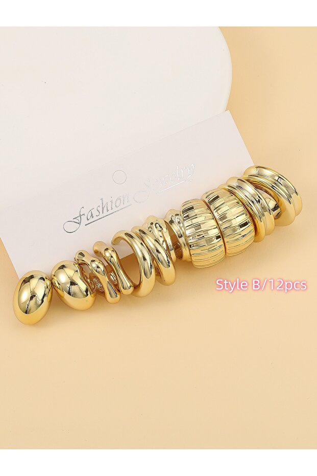 Set B(6pairs) 5pairs-17pairs Classic Plastic Material Water Drop Gold-plated Earrings, Suitable For