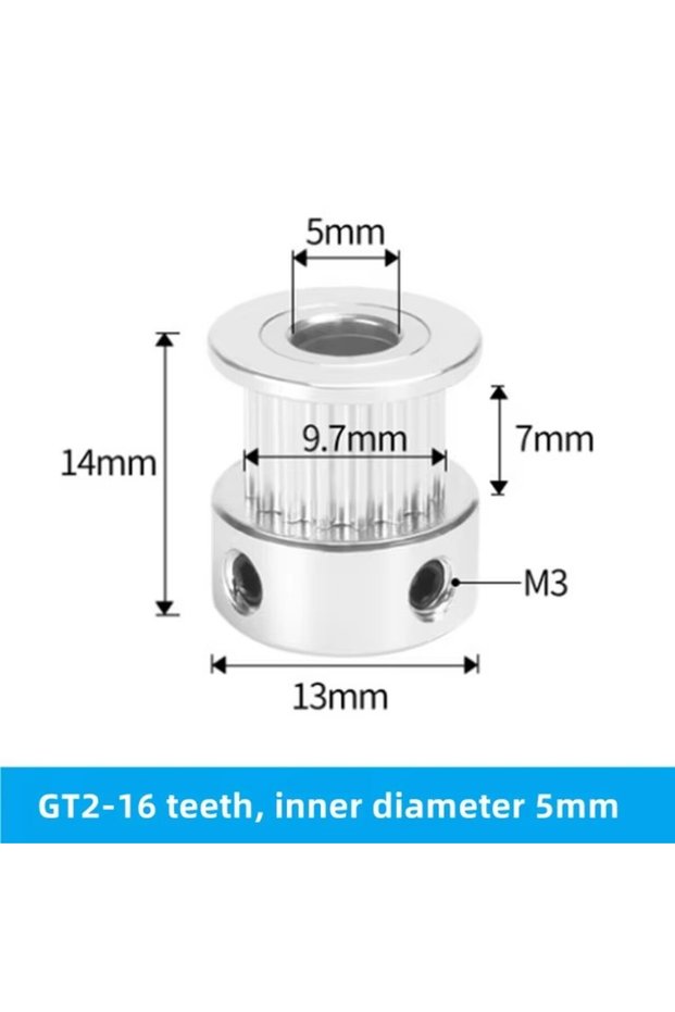 16Teeth Bore 5mm 2PCS 2GT Synchro Wheel 16 20 30 36 40 Teeth 2GT Timing Pulley Bore 4/5/6/6.35/8mm f