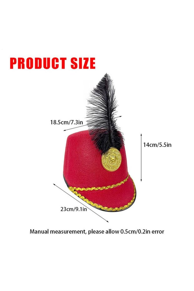 Red Marching Band Hat Role Play Costume Toy Soldier Caps for Festival Party School Event Cosplay Per