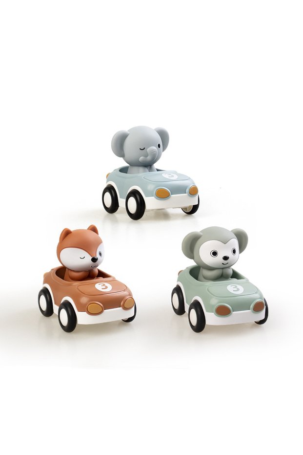 Elephant Fox Monkey 6pcs/set Kids' Inertial Sliding Animal Car | Detachable Soft Rubber Squishy Fing