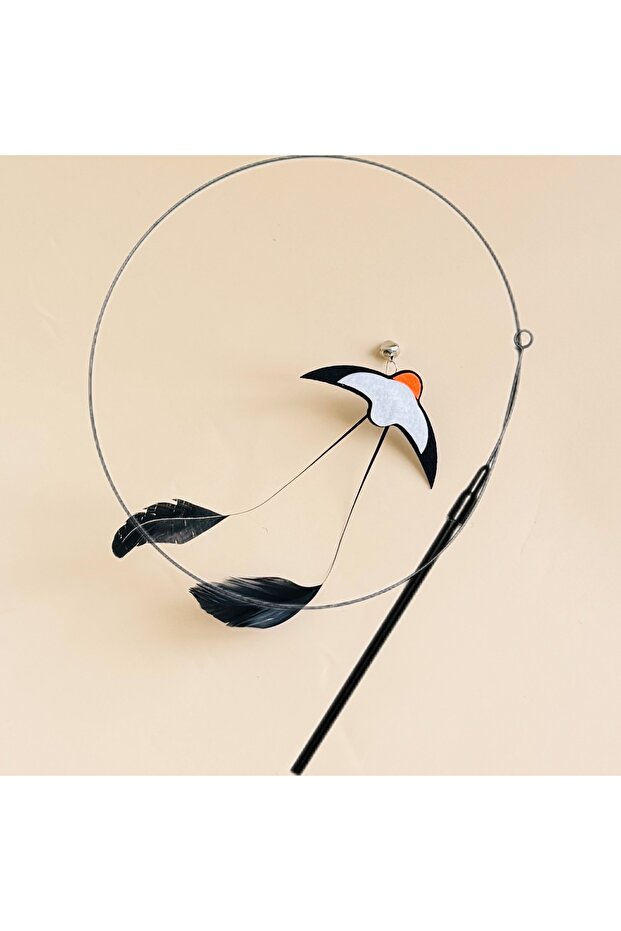 swallow Cat Toys Interactive Funny Simulation Bird Feather with Bell Cat Stick Toy for Kitten Playin