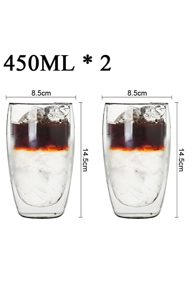 As shown 450ML 2PCS 2-18PCS Double Wall High Borosilicate Glass Mug Heat Resistant Tea Milk Juice Co