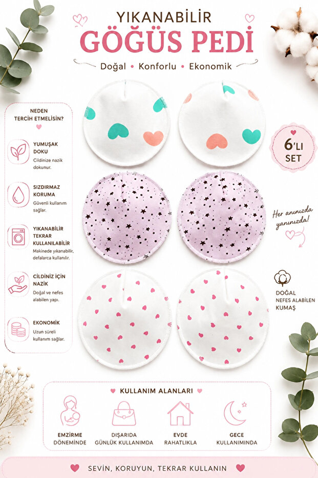Cotton Leakproof Washable Breast Pads (Pair)