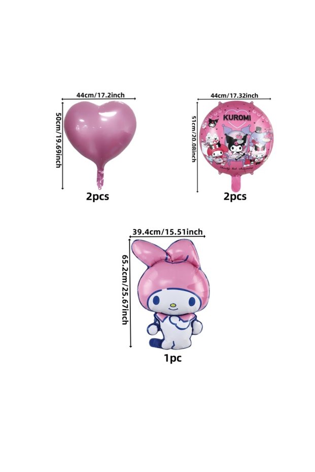 Other Other WJT-SANRIO-MLD 5pcs Sanrio Theme Cartoon Cute My Melody Kuromi Shape Aluminum Foil Ballo