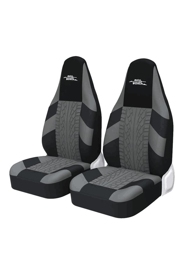 GRAY 2pcs Front High Bucket Car Seat Covers Universal for Most Cars Sport Seat Protector for Peugeot