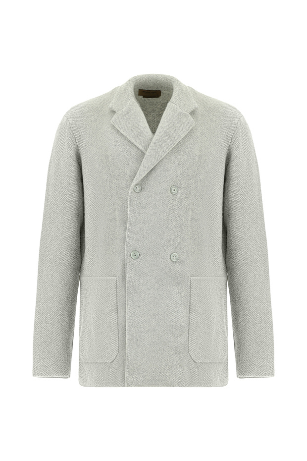 Italian Y Wool Ü K Cashmere I İ Silk Arışımlı Kr Double-Breasted Riko Cardigan