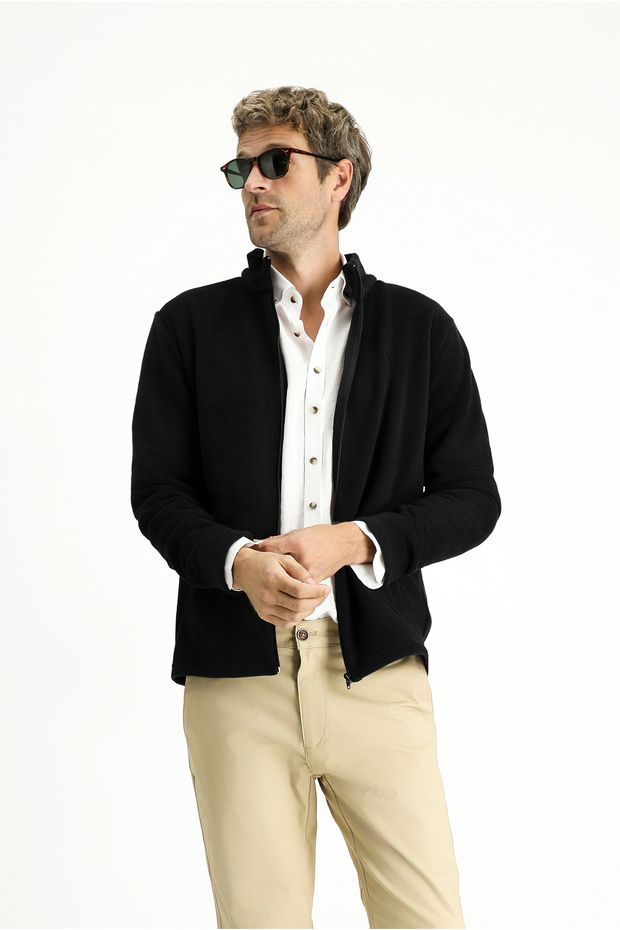 Mock Neck Full Zipper Cold-Proof Non-Pilling Fleece Sweatshirt with Pockets