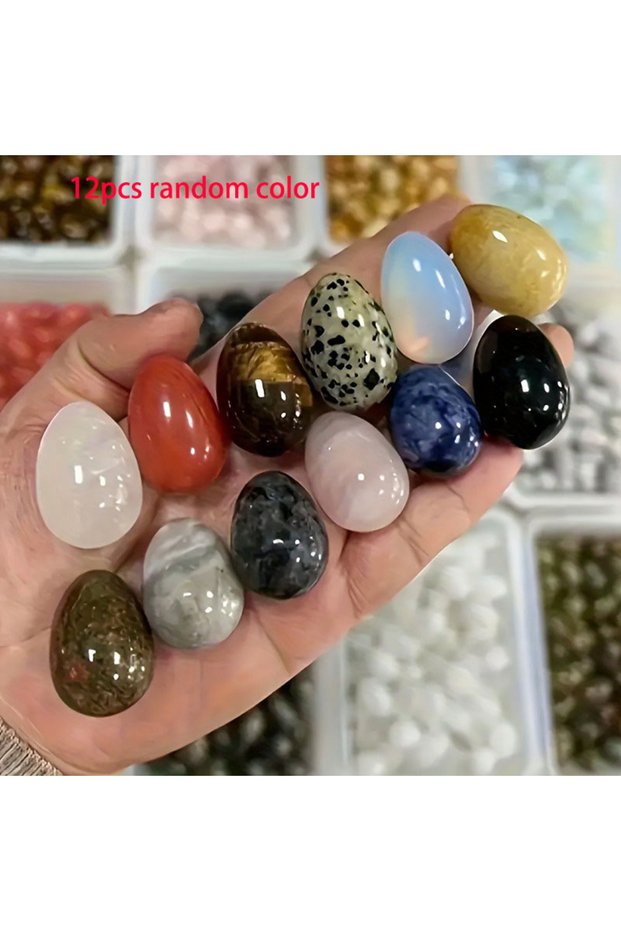 2cm 12pcs random color 12 PCS Egg Stones, Polished Crystal Stones, DIY Decorations, Suitable as Home