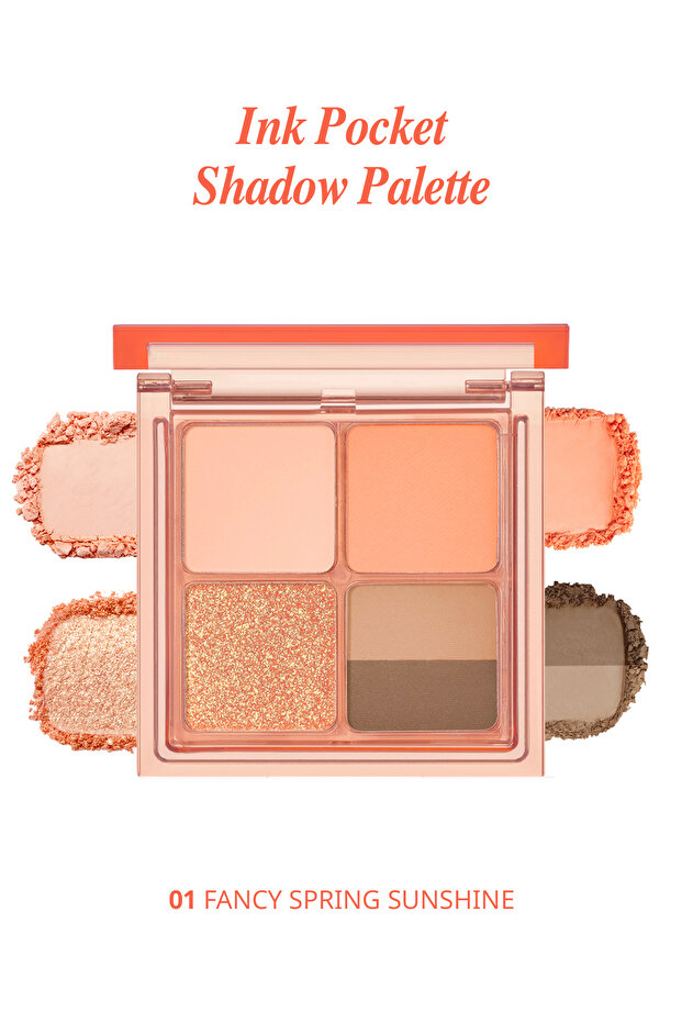 Matte and Shimmer Shades 4-Piece Eyeshadow Palette Peripera Ink Pocket Shadow Palette (01 Fancy Spring Sunshine)