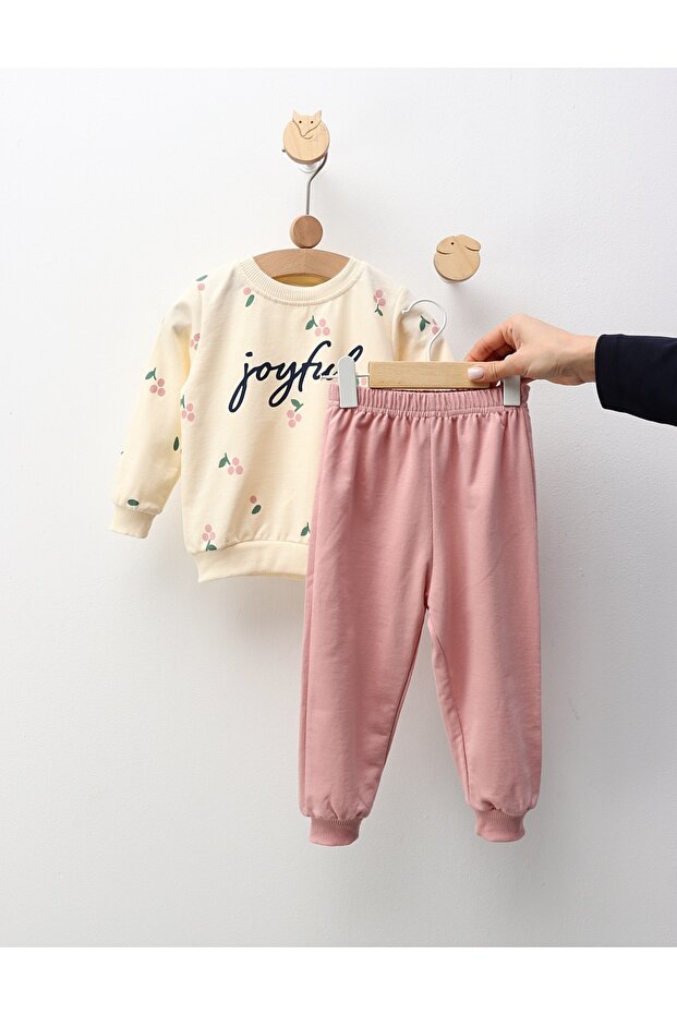 Compleu Joyful, model crem-roz - 3