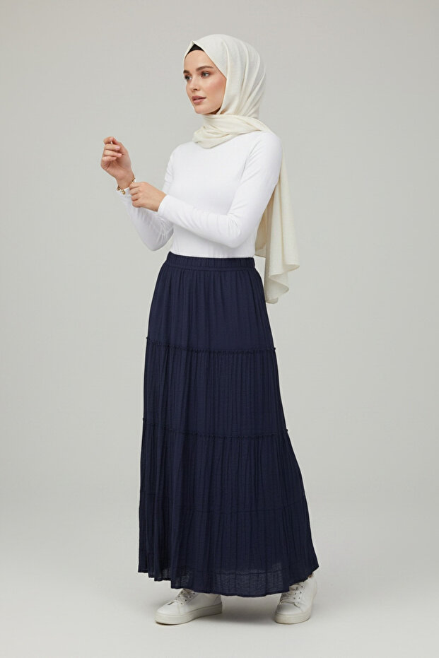 Women's Folded Summer Gypsy Skirt with Elastic Waist