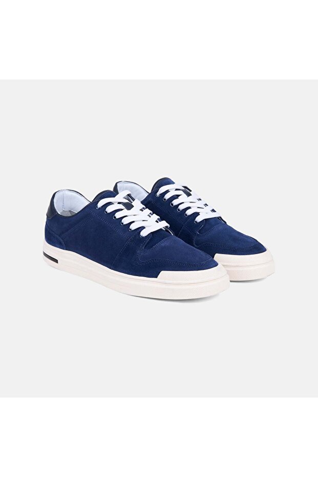 Men's Navy Blue Lace-Up Suede Sports Shoes