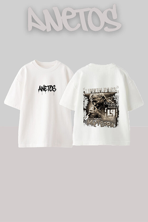 Linkin Park 4 Design Back Printed Cotton White Oversize T-Shirt