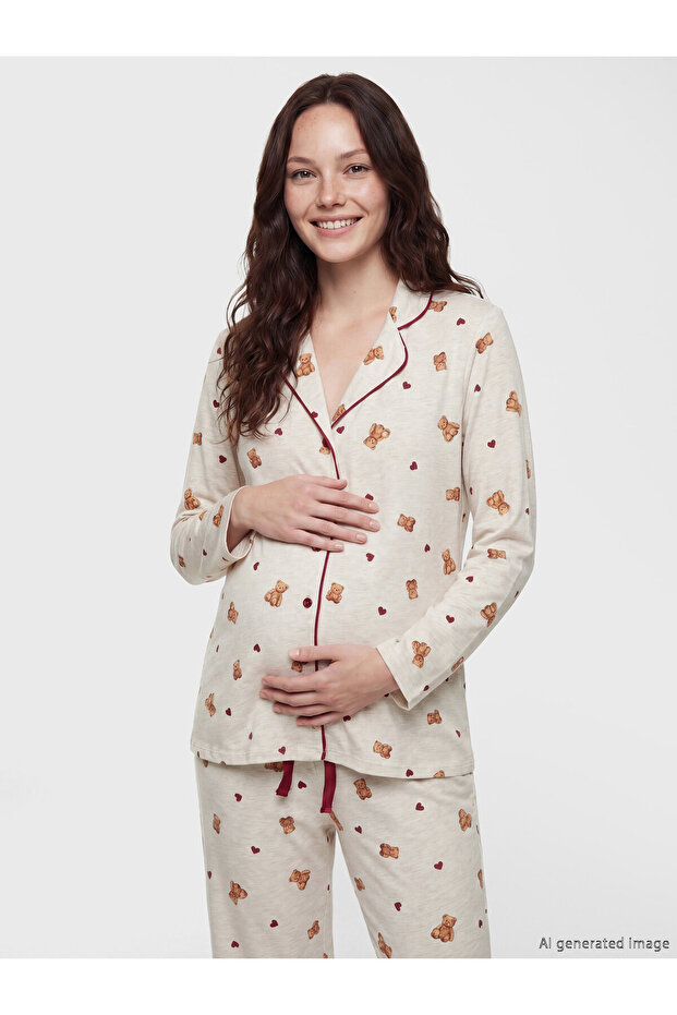 Teddy Bear Patterned Maternity Pyjamas Set - 2