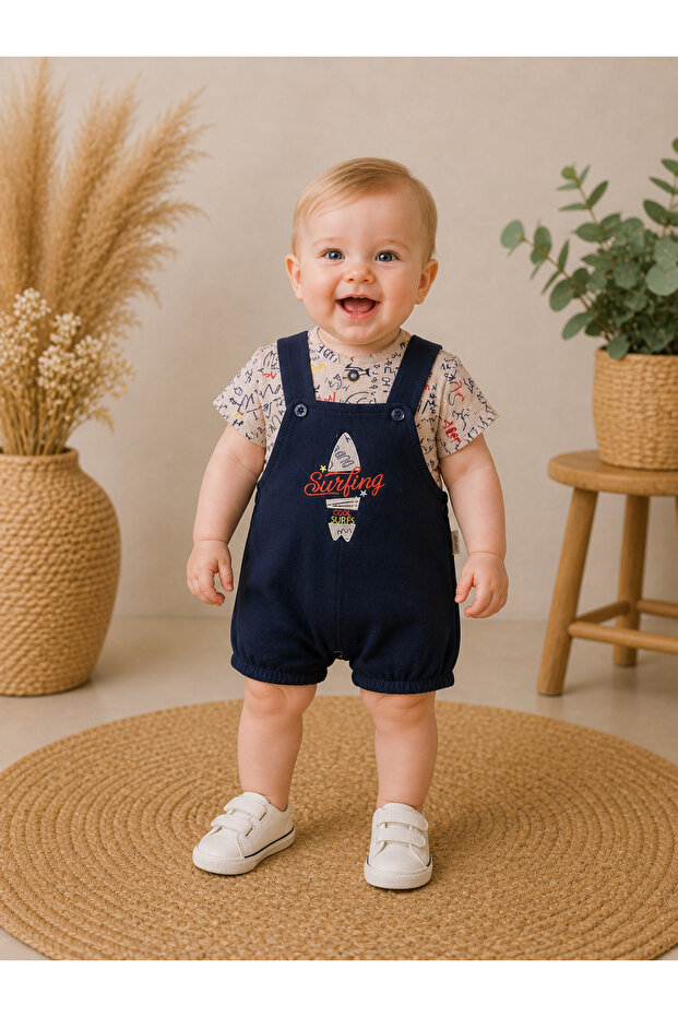 Baby Boy Summer Snap-Button Shirt, Linen Fabric Top, Slopet Short Pants Two-Piece Set