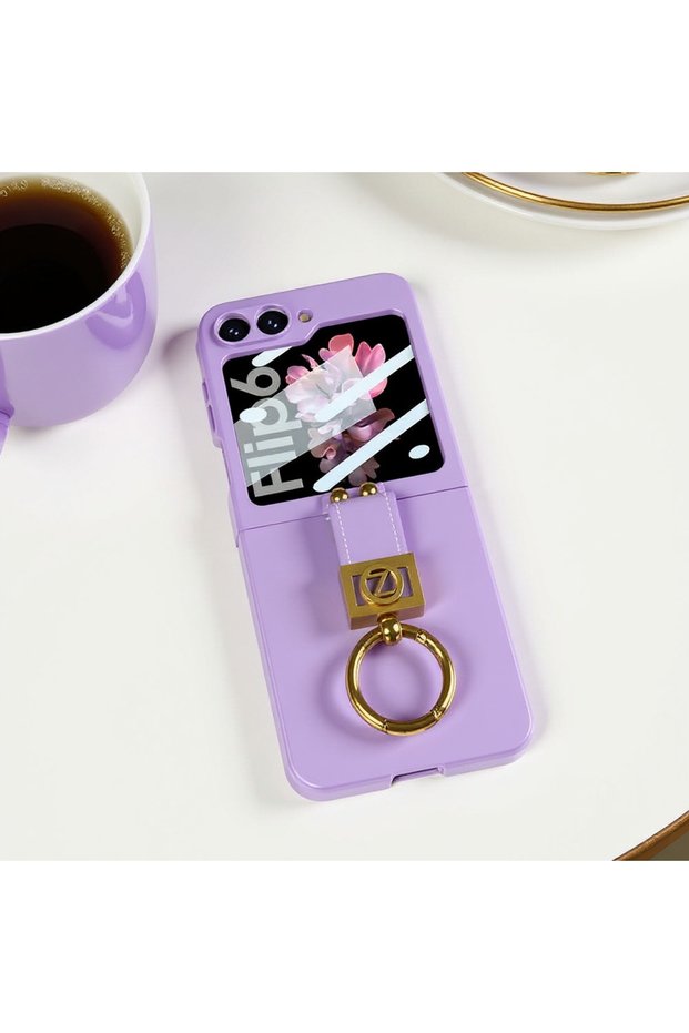 Compatible Case for Galaxy Z Flip 6 Case with Letter Z Ring Holder Cover