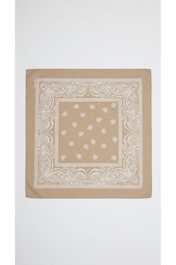 Unisex Beige Shawl Patterned Bandana | Daily Hair Accessory, Neck Gaiter, and Outdoor Scarf