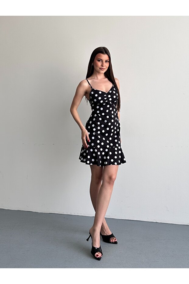 Polka Dot Strappy Mini Dress