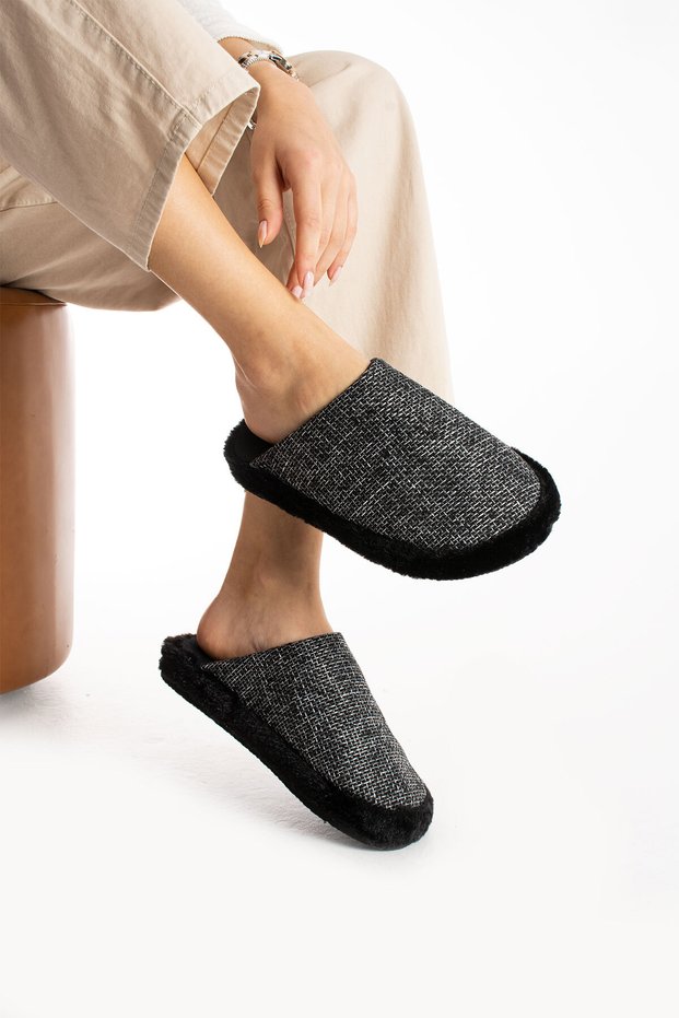 Melinda Women's Black Non-Slip Sole Lightweight and Comfortable Daily Home Slippers