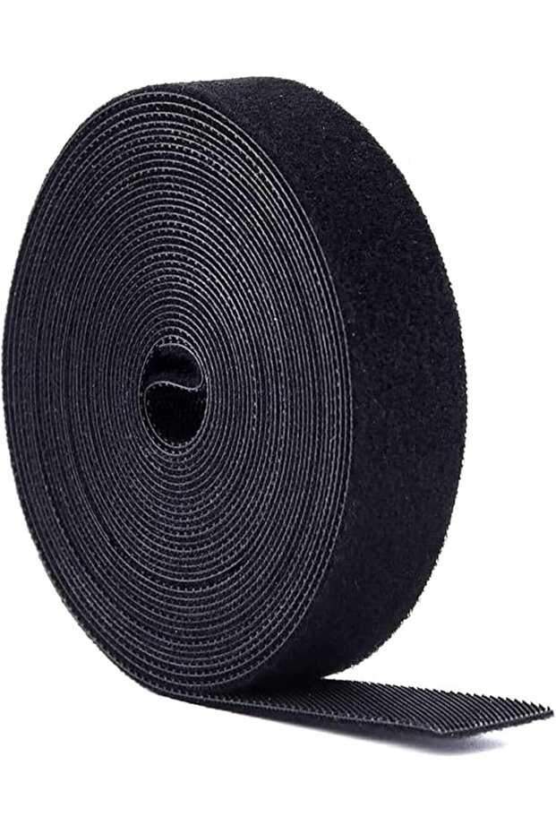Hook and Loop Tape, Strength Velcro Stick, Hook Loop Strips, Heavy Duty Hook Loop Tape, Reusable, Hook Loop 2 In 1, Easy to Cut, for Cable Management, Remote Control Storage, Black, 10M