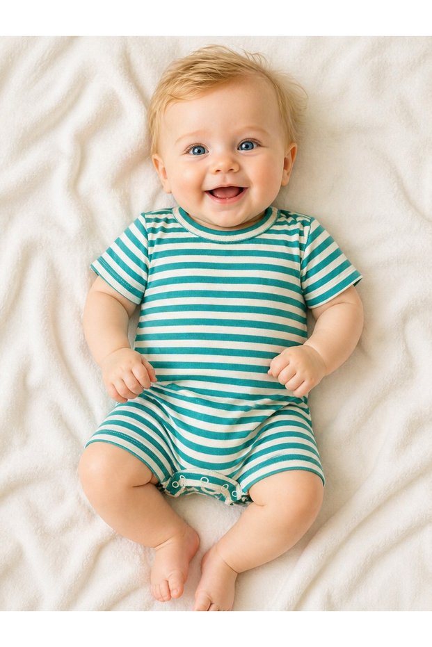 Girl Boy Baby Short Jumpsuit Barbatöz Soft 100% Cotton Fabric Summer Themed 6 Months - 24 Months