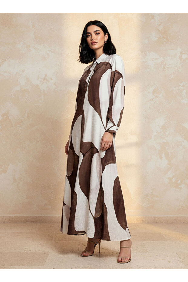 Printed A-line Women Dress with Concealed Placket