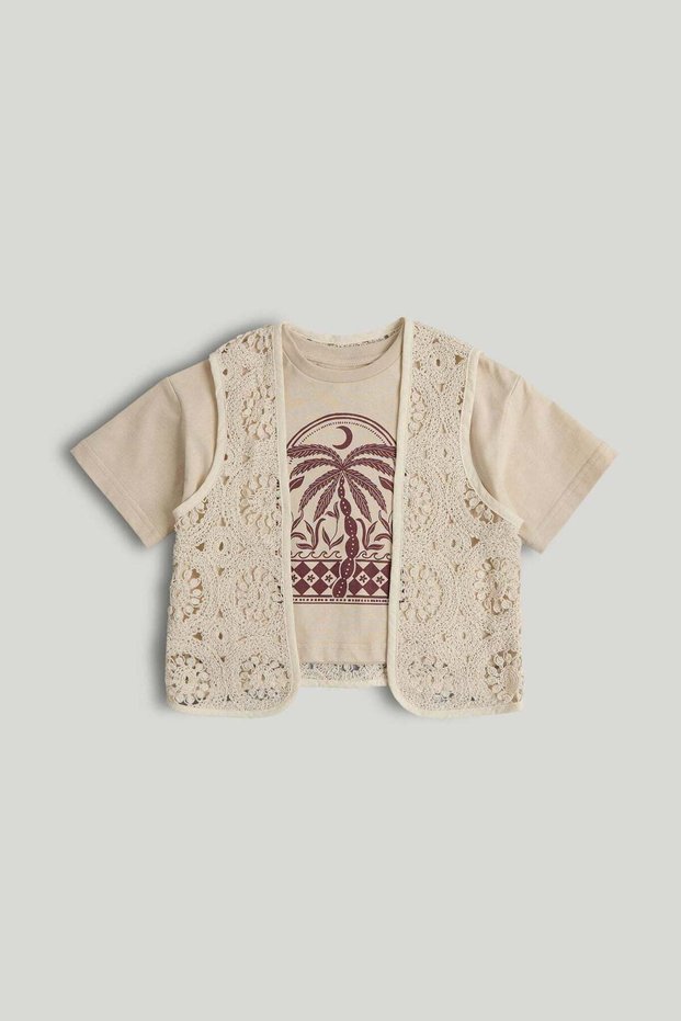 Crochet Waistcoat and T-Shirt Set