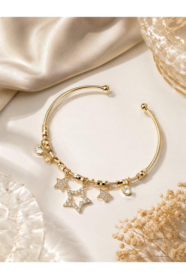 Brass Zircon Stone Star Model Gold Color Charm Bracelet
