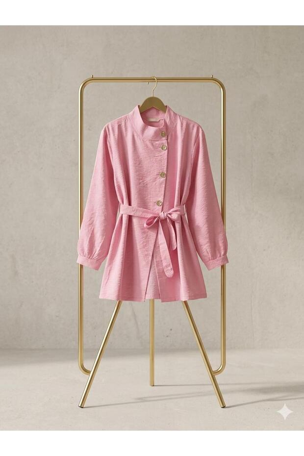 Tencel Tunic with Wide Sleeves and Gold Buttons [Order Small, Wide Fit, 75 cm Length]