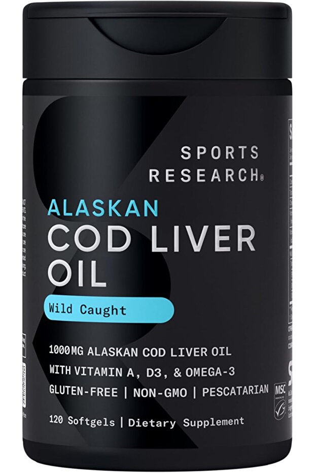 Omega-3 Wild Alaskan Cod Liver Oil 1000mg with Vitamins A & D3 - 120 Softgels