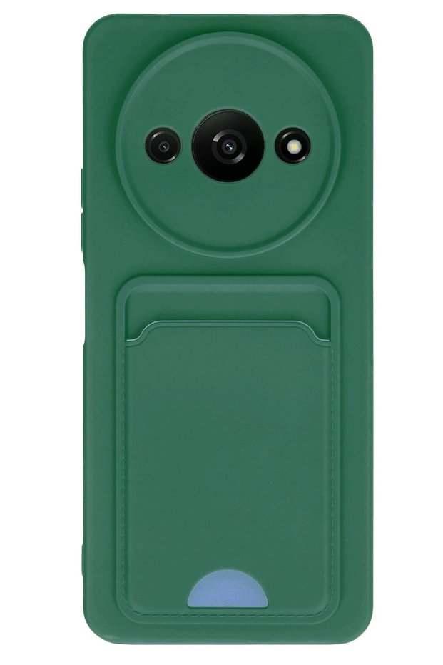 Ilkeshop New Redmi A3 4g Case Kelvin Silicone with Business Card Holder - (204142) Dark Green