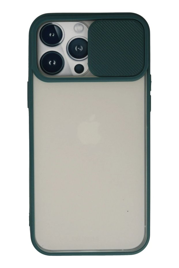 Ilkeshop New iPhone 13 Pro Max Case Palm Frosted Camera Sliding Silicone (94531) - Green