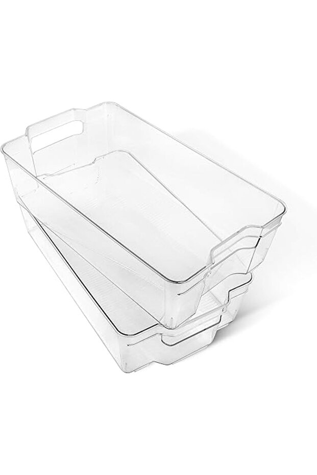 2Pc X-Large Clear Refrigerator Organizer Bins – Multi-Purpose Fridge & Pantry Storage Containers for
