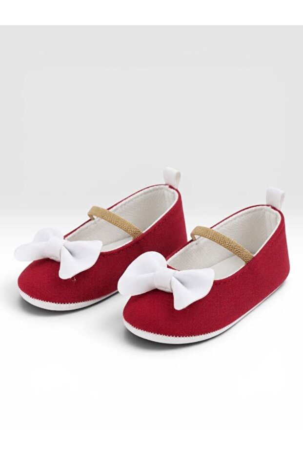 Baby First Step Shoes Fabric Orthopedic Non-Slip Bottom Sole with Bow and Velcro Tape Zest Model