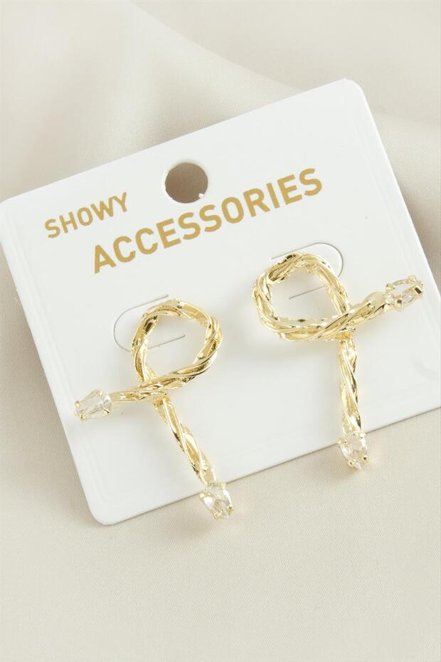 Ilkeshop Oval New Season Drop (03326) Stone Earrings-Yellow