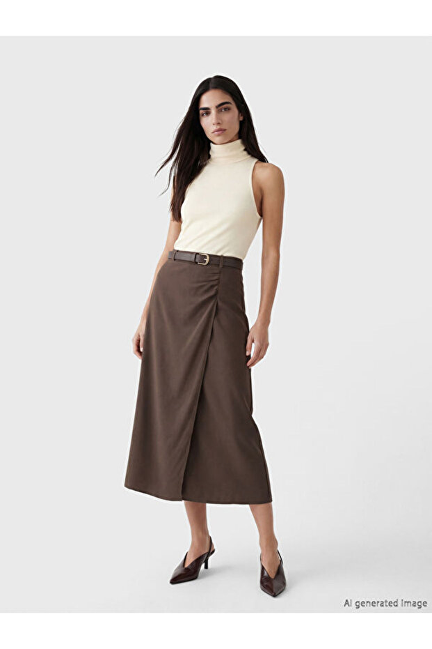 Esvab • Modern & Distinctive Belted Gathered Pencil Skirt