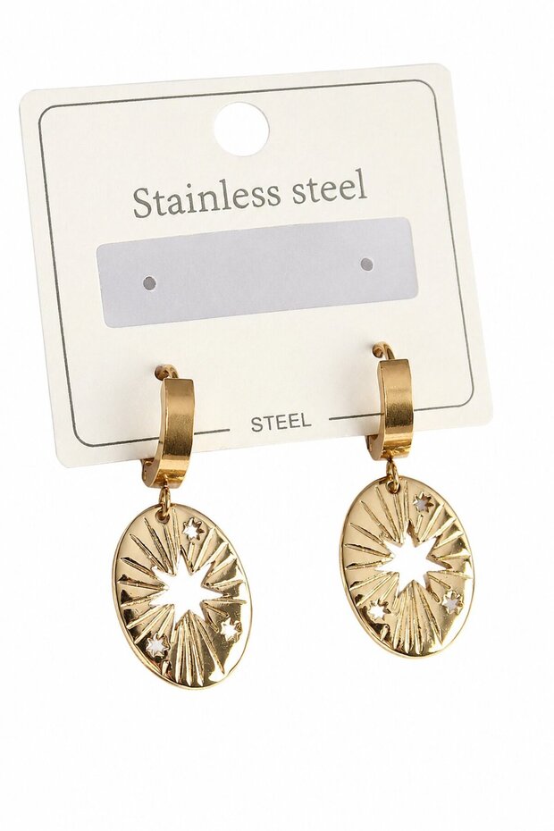 316l steel gold color pole star processing women's earrings