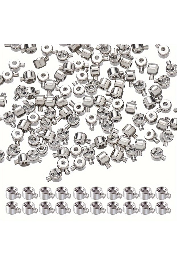 silver color 20pcs 3x4mm Coppers Positioning Buckles Clasps w/Bead Caps - DIY Necklace & Bracelet Co