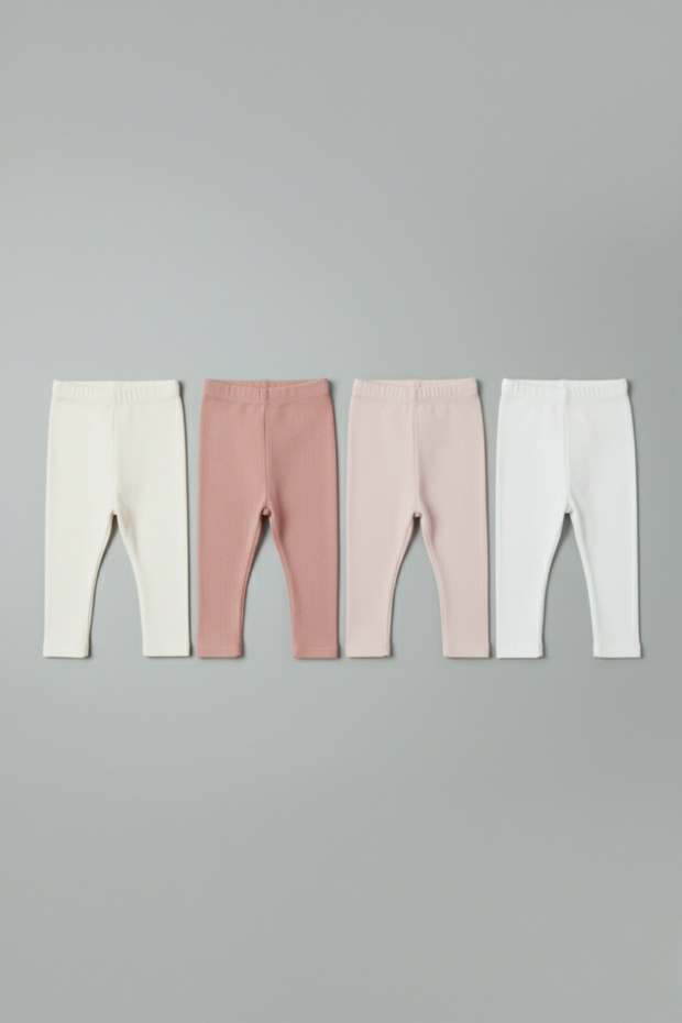 Girl's Baby Tights Plain Basic Lycra Seasonal Long Tights Beige White Fuchsia Pink Set of 4