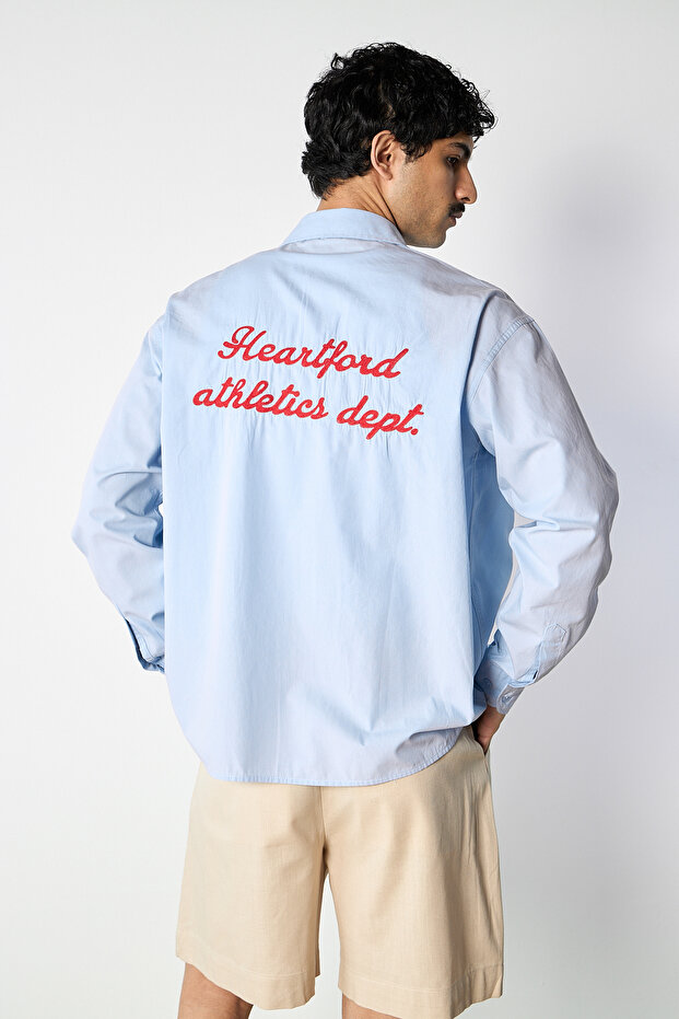 Oversize Shirt with Pocket and Embroidery Detail