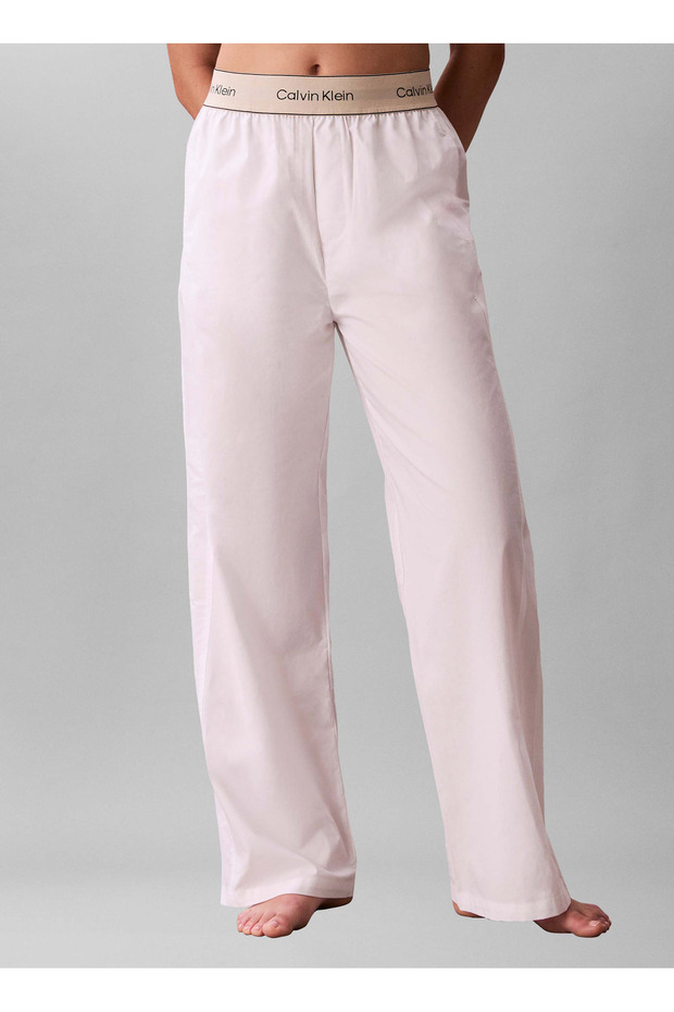 White Women's Pajama Bottom Logo Super Poplin Pant