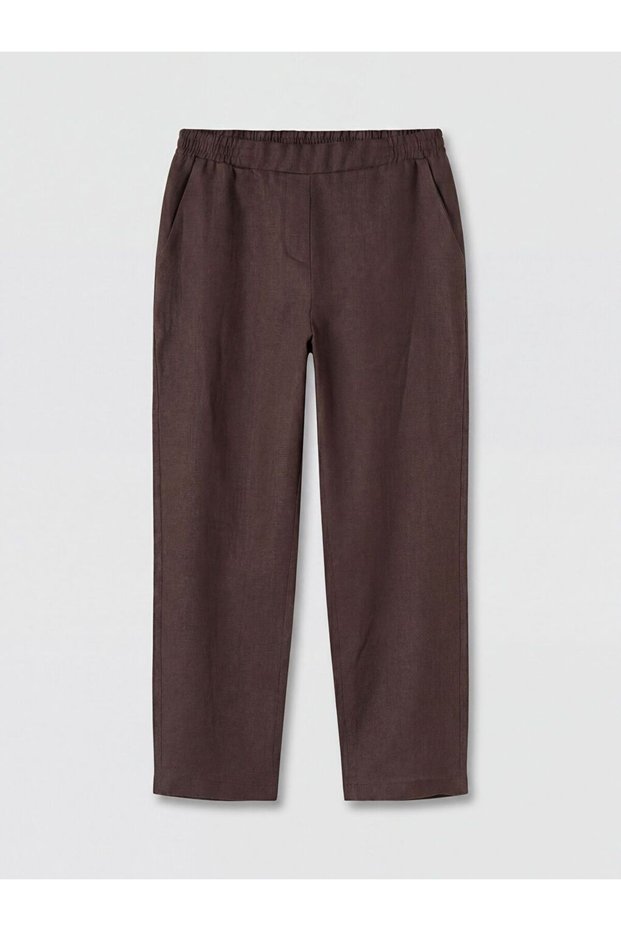 Lcwaikiki Classic Women's Linen Trousers with Elastic Waist