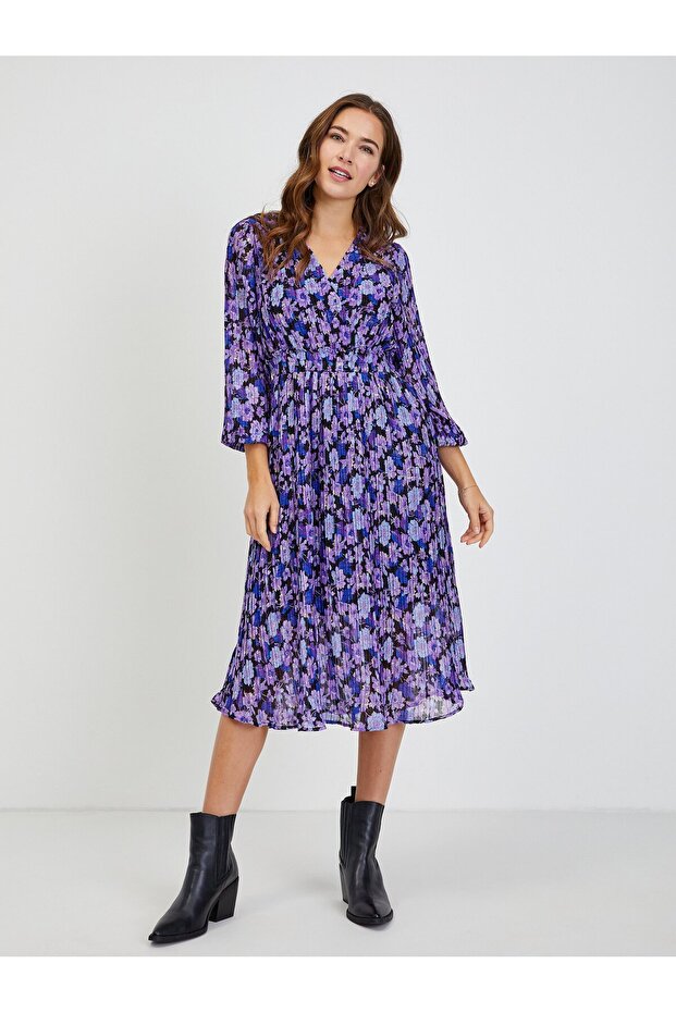 Rochie florală mov de damă - 1
