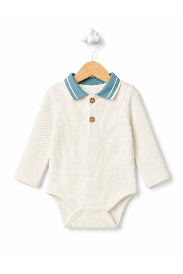 100% Cotton Polo Collar Long Sleeve Baby Bodysuit