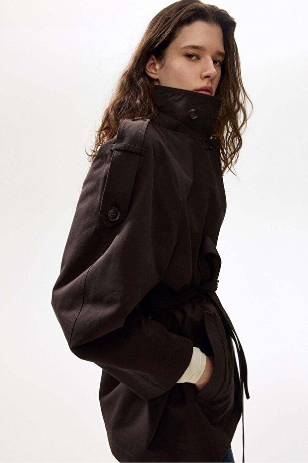 Belted twill coat