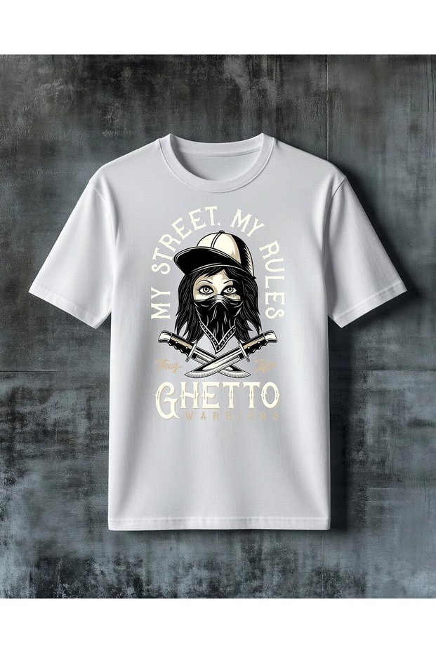 Ghetto Warriors Thug Life Printed Oversize T-Shirt