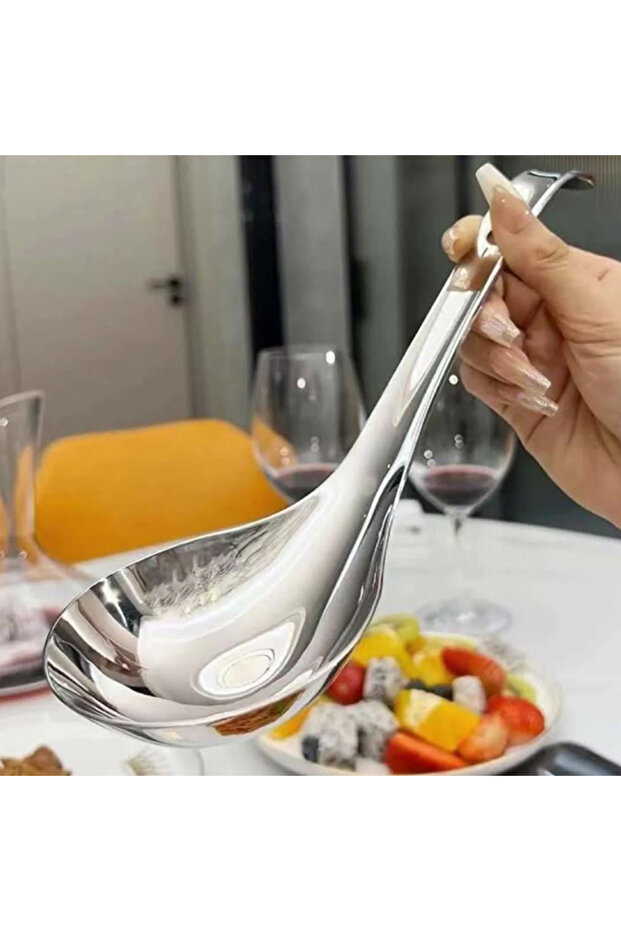 1PCS New Stainless Steel Round Spoon Net Red Golden Dinner Long Handle Stirring Dessert Spoons For K